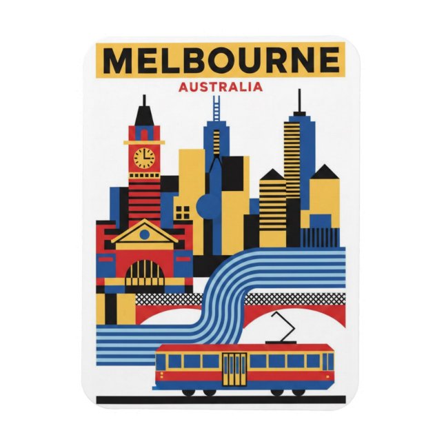 Melbourne Australien Skyline Reise Magnet (Vertikal)