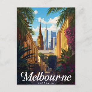 Melbourne Australien Skyline Retro Reise Postkarte