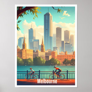 Melbourne Australien Vintage Reiseillustration Poster