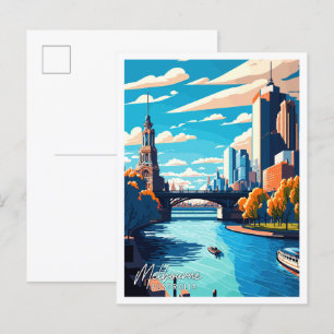 Melbourne Australien Vintage-Reiseillustration Postkarte