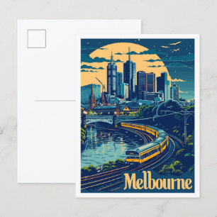 Melbourne Australien Vintage-Reiseillustration Postkarte