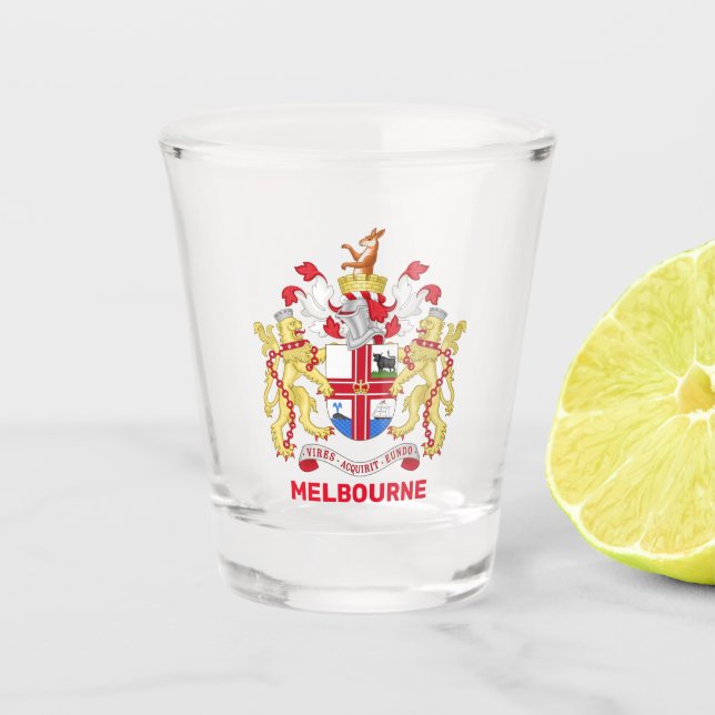 Melbourne, Australien - Wappen Schnapsglas (Vorderseite)