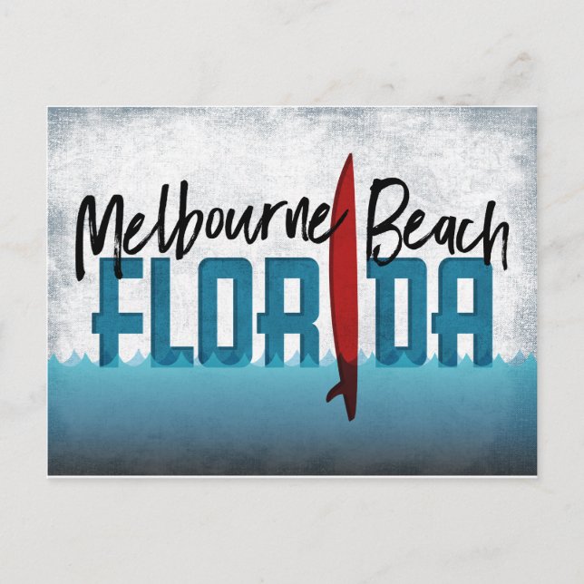 Melbourne Beach Postcard Florida Surfboard Postkarte (Vorderseite)