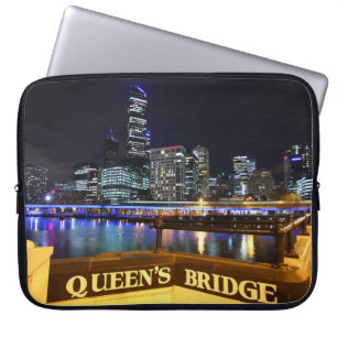Melbourne CBD Queens Bridge City Lights Laptopschutzhülle