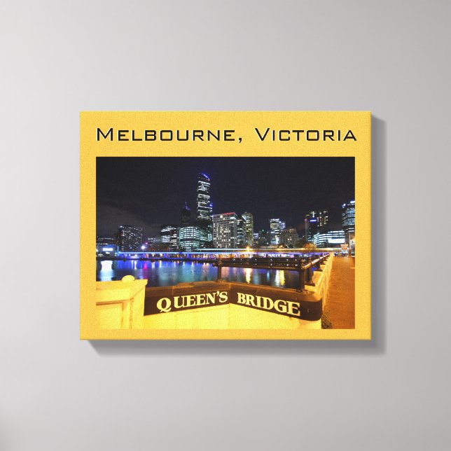 Melbourne CBD Queens Bridge City Lights Leinwanddruck (Vorderseite)