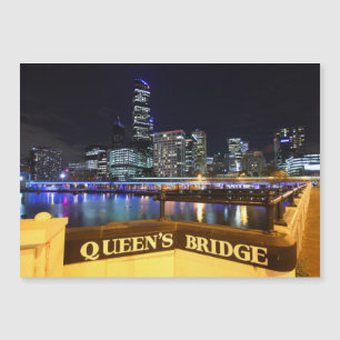 Melbourne CBD Queens Bridge City Lights Magnetkarte