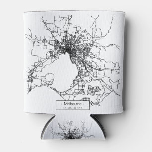 Melbourne City Street Map - schwarz Dosenkühler