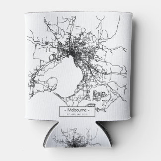 Melbourne City Street Map - schwarz Dosenkühler
