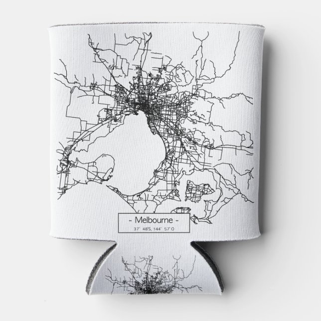 Melbourne City Street Map - schwarz Dosenkühler (Vorderseite)