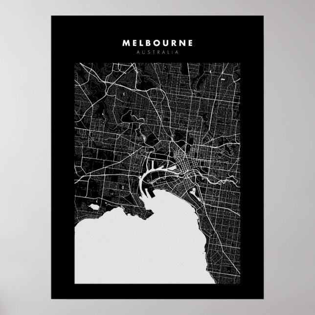 Melbourne Dark City Map Poster (Vorne)
