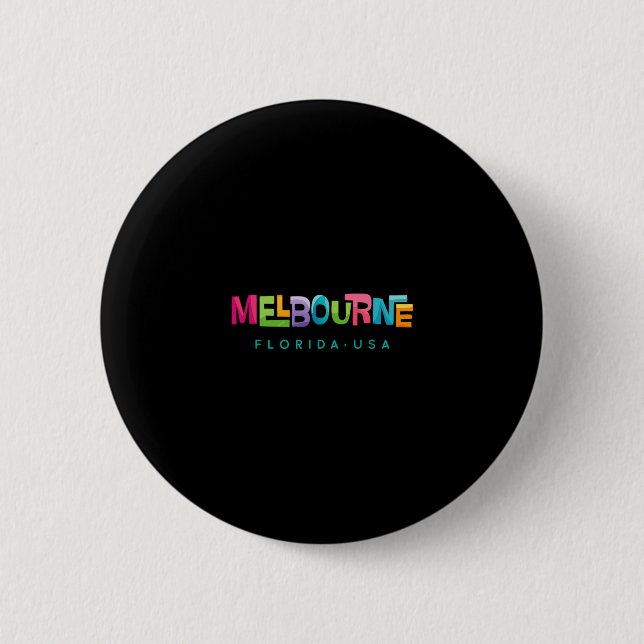 Melbourne Florida Retro Tropisches Design  Button (Vorderseite)