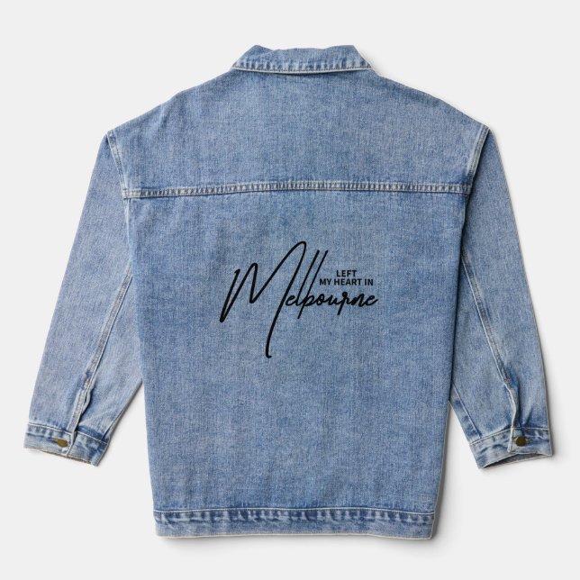 Melbourne - Iconic Minimalist City Typography Jeansjacke (Rückseite)