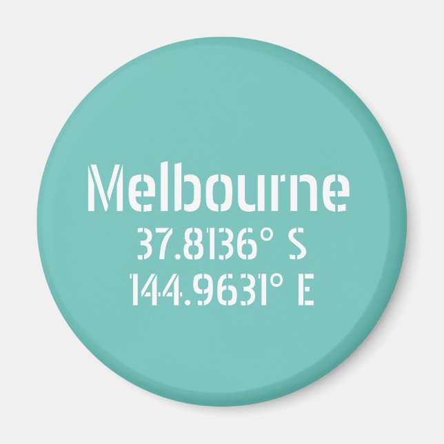 Melbourne Latitude Longitude Magnet (Vorne)
