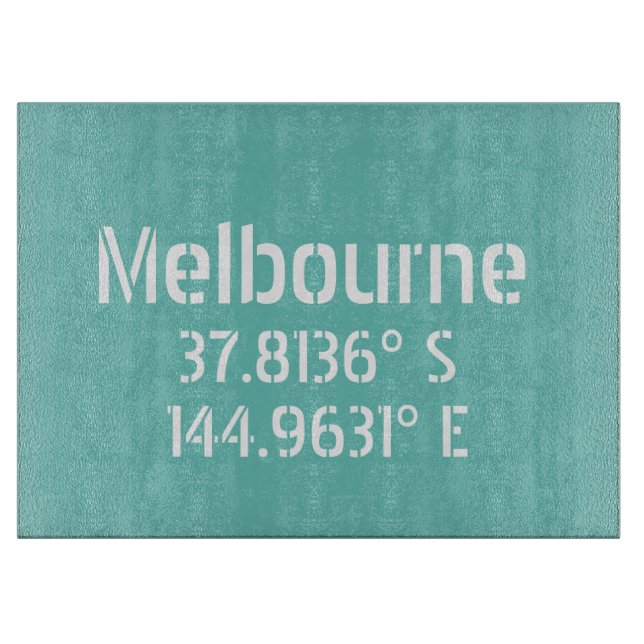 Melbourne Latitude Longitude Schneidebrett (Vorderseite)