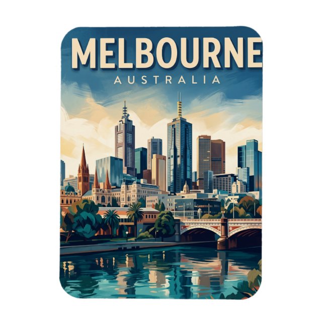 Melbourne Skyline Australien Magnet (Vertikal)