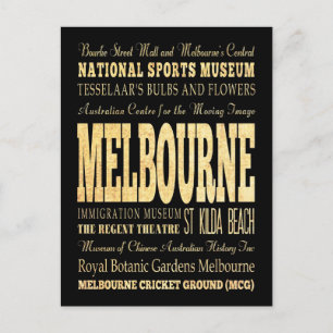Melbourne Stadt Australien Typografie Kunst Postkarte