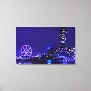 Melbourne Star Wheel mit nächtlicher Skyline Leinw Leinwanddruck