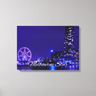 Melbourne Star Wheel mit nächtlicher Skyline Leinw Leinwanddruck