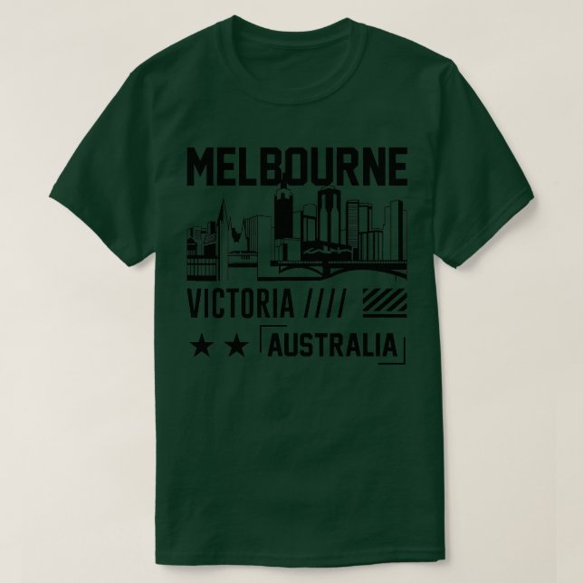Melbourne Victoria Australian Famous Cit T-Shirt (Design vorne)