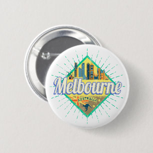 Melbourne Victoria Australien Retro-Silhouette Vin Button