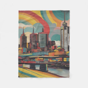 Melbourne Vintage-Plakat Fleecedecke