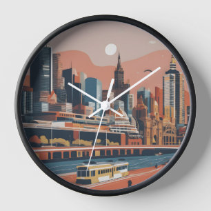 Melbourne Vintage-Plakat Uhr