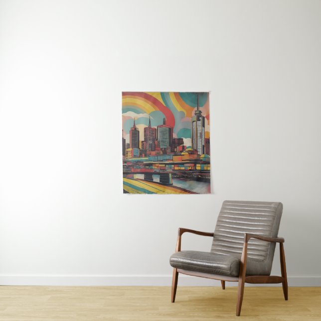 Melbourne Vintage-Plakat Wandteppich (Beispiel)