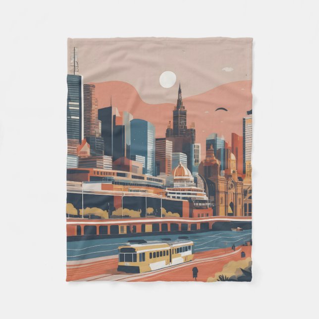 Melbourne Vintage Poster Fleecedecke (Vorderseite)