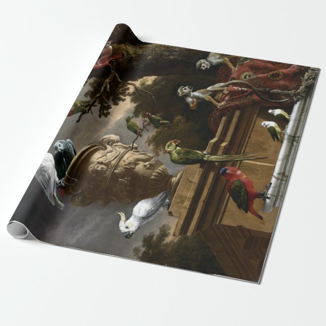 Melchior d'Hondecoeter die Menagerie Geschenkpapier (Ungerollt)