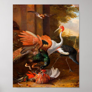 Melchior d'Hondecoeter - Vögel in einem Park Poster