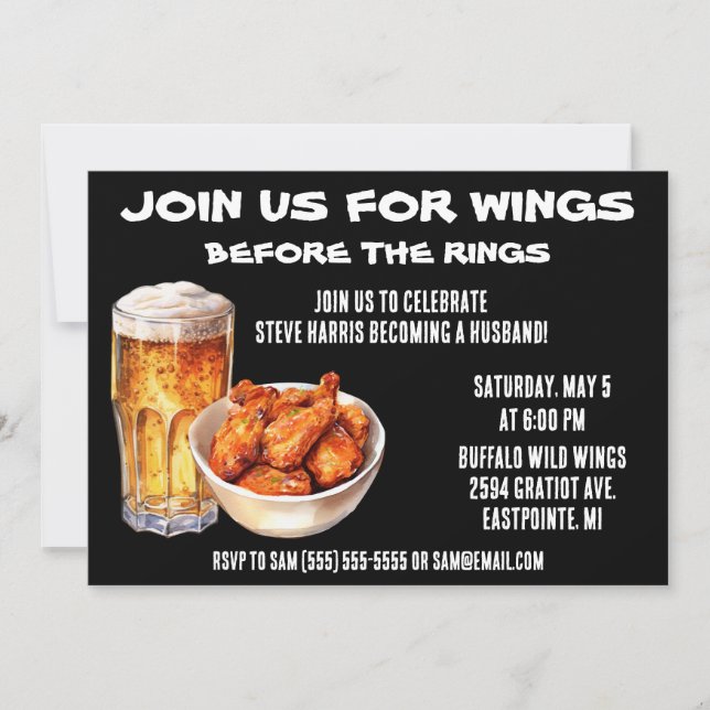 Melden Sie sich für Wings Before the Rings an! Bac Einladung (Vorderseite)
