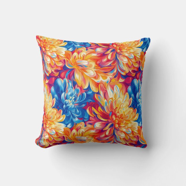 Melden von Chrysanthemum Pop Art Vibranding Design Kissen (Vorderseite)