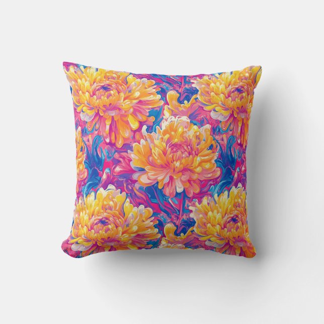 Melden von Chrysanthemum Pop Art Vibranding Design Kissen (Vorderseite)