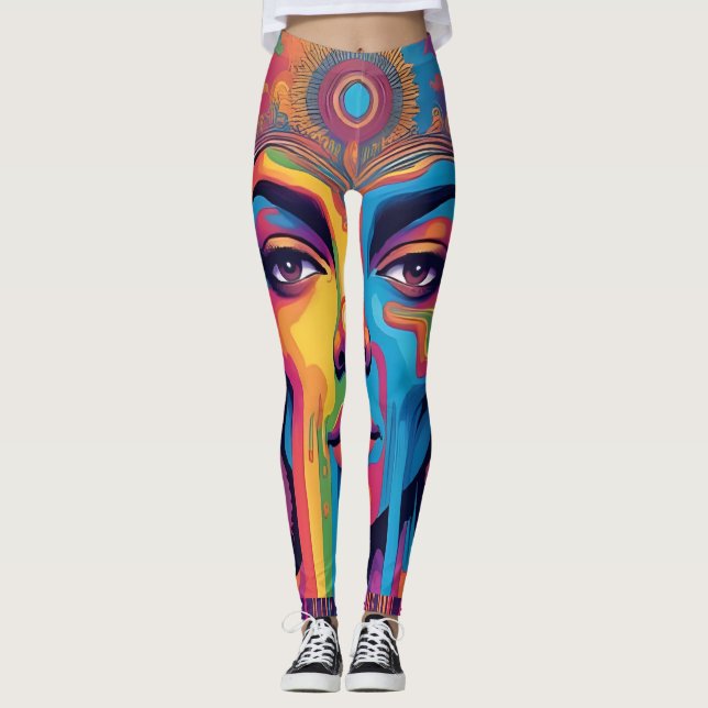 Meldende Leggings - Trippy Psychedelic Art (Vorderseite)