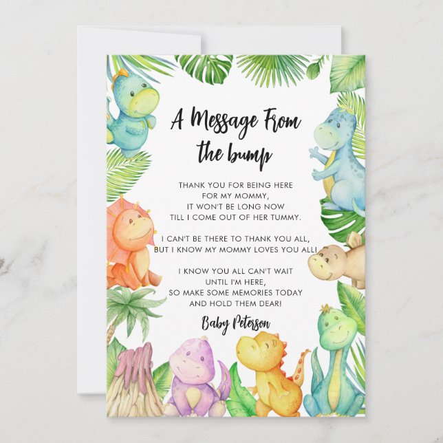 Meldung aus der Bump Dinosaur Baby Shower Card Einladung (Vorderseite)