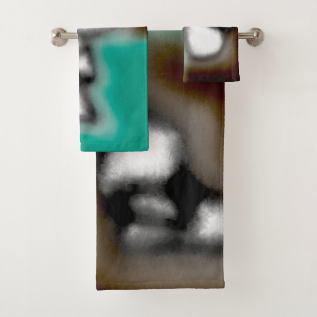 Meldung in einer Flasche: Abstrakt braun, Aquamari Badhandtuch Set (Insitu)
