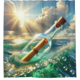Meldung in einer Flasche Duschvorhang