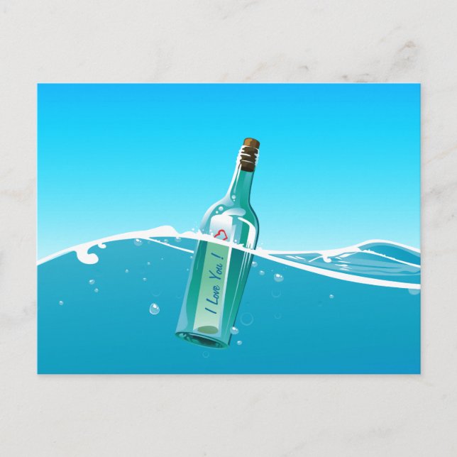 Meldung in einer Flasche Postkarte (Vorderseite)