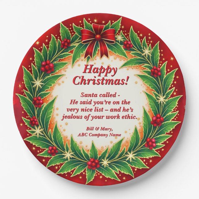 Meldung "Red Green Wreath 9" Pappteller (Vorderseite)
