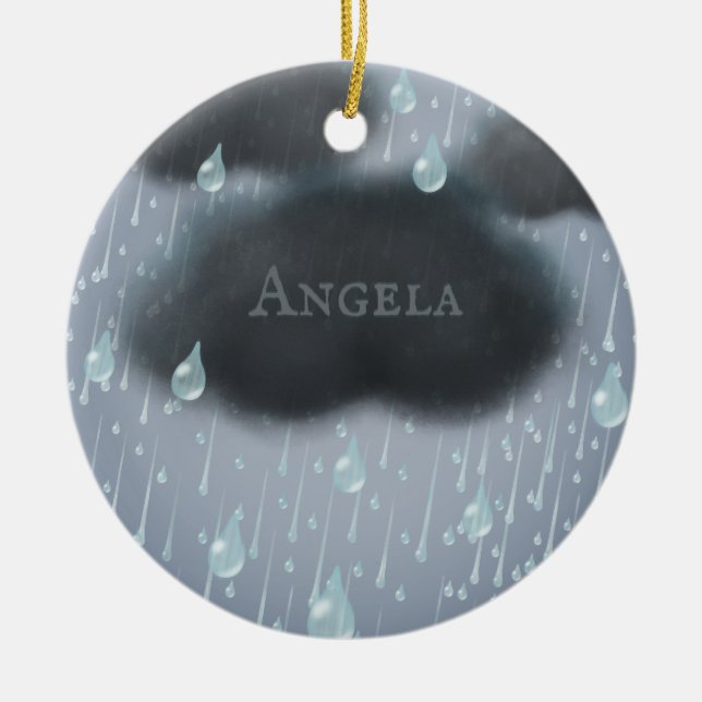 Meldung "Regensturm Cloud - Personalisierter Regen Keramik Ornament (Vorne)