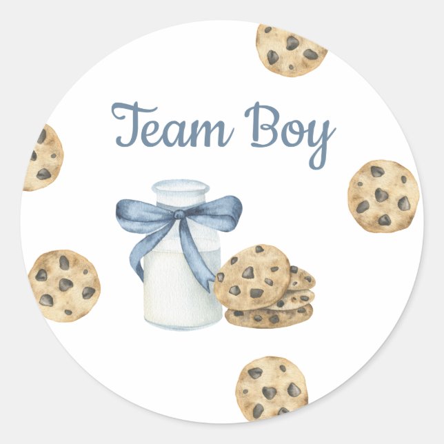 Meldung über Milch und Cookies Gender - Team Boy Runder Aufkleber (Vorderseite)