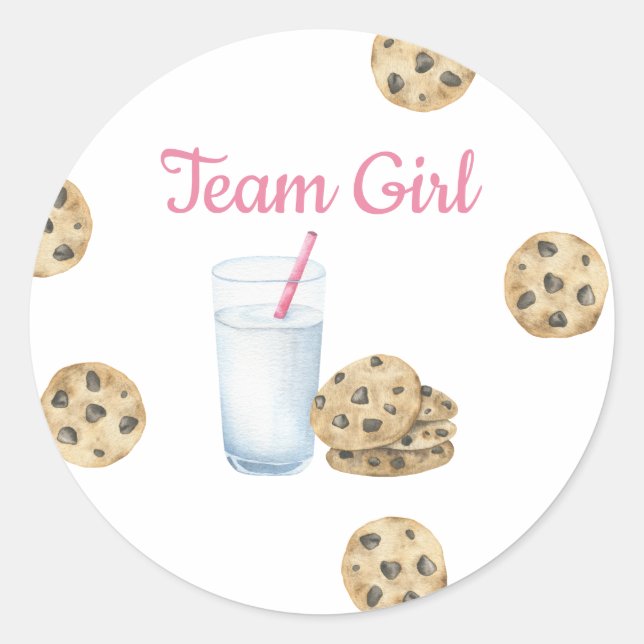 Meldung über Milch und Cookies Gender - Team Girl Runder Aufkleber (Vorderseite)