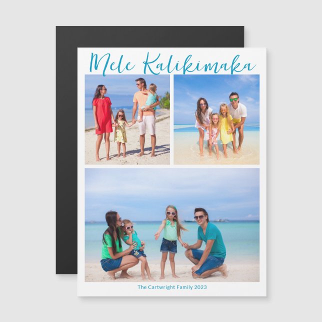 Mele Kalikimaka 3 Foto Beach Christmas Magnet (Vorne/Hinten)