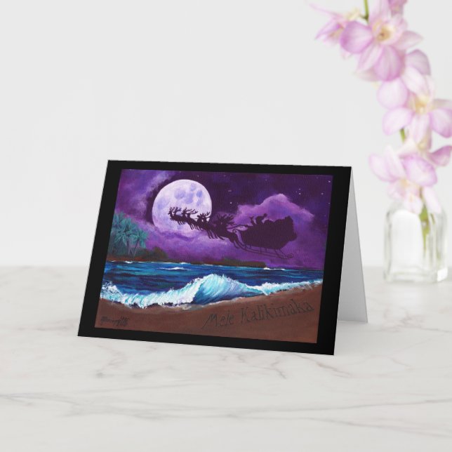 Mele Kalikimaka an einem hawaiianischen Strand Karte (Orchidee)