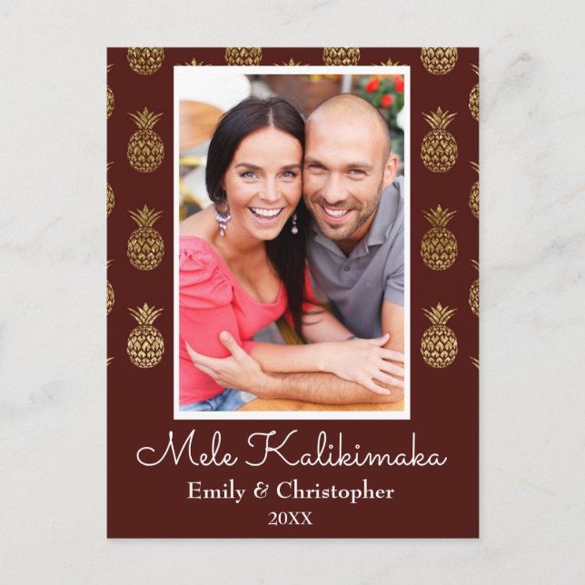 Mele Kalikimaka Ananas Weihnachtsfotokarte Feiertagspostkarte (Vorderseite)