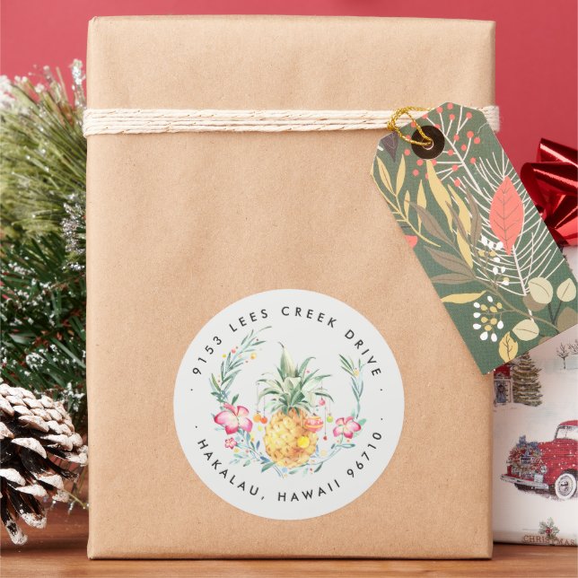 Mele Kalikimaka | Ananas - Weihnachtskleber Runder Aufkleber (Feiertag)