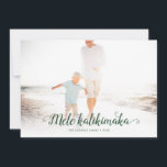 Mele Kalikimaka Beach Christmas Foto Hawaiian Hol Feiertagskarte<br><div class="desc">"Mele Kalikimaka" - Fotokarten mit Foto und "fröhlichen Weihnachten" in hawaiianischer Sprache; während die Rückseite ein einfaches gestreiftes Muster (bearbeitbare Farbe) aufweist. Passen Sie die Weihnachtskarten mit Ihrem Lieblingsbild und -text heute einfach an.</div>