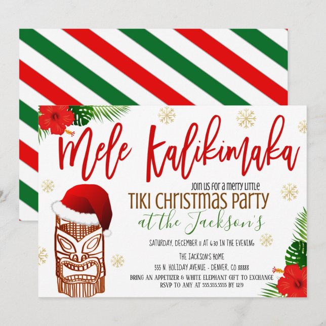 Mele Kalikimaka Beach Feiertag einladen Einladung (Vorne/Hinten)