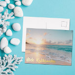 Mele Kalikimaka Beautiful Beach Christmas Gold Folien Feiertagspostkarte<br><div class="desc">Diese hübschen Weihnachtsfolien aus Weihnachtsgold an der Ostküste bieten bei Sonnenaufgang eine wunderschöne Küstenlandschaft mit hübscher Typografie,  die Mele Kalikimaka lautet. Eine niedlich hawaiianische Art,  frohe Weihnachten im Stil zu sagen. Bring mich in diesem Urlaub an den Strand.</div>