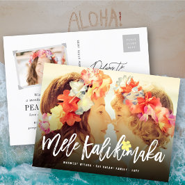 Mele Kalikimaka Brush Script Weihnachts-Foto Feiertagspostkarte